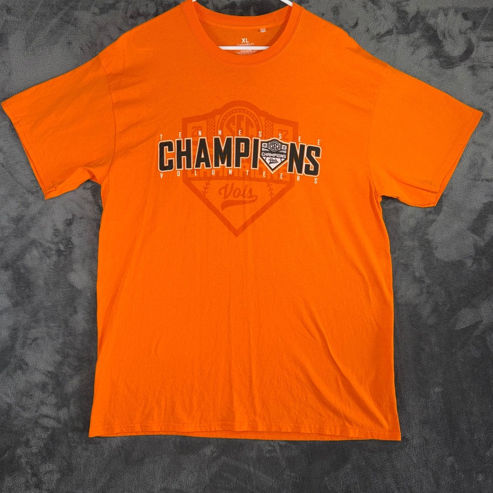 Mens XL Castaways T-Shirt Orange Excellent Tennessee Vols 2022 SEC Champions